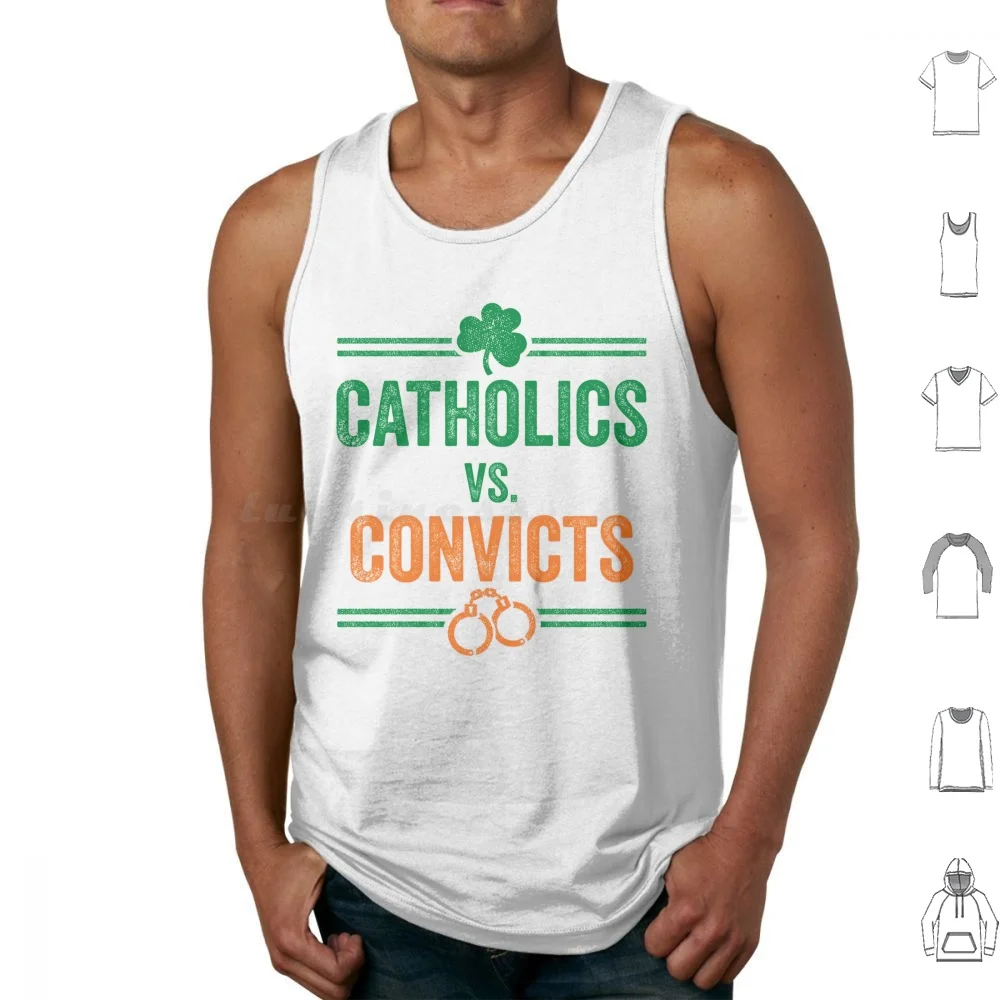 Catholics Vs Convicts Tank Tops Print Cotton Catholics Vs Convicts Vintage Classic Football Fan Football Rivalry