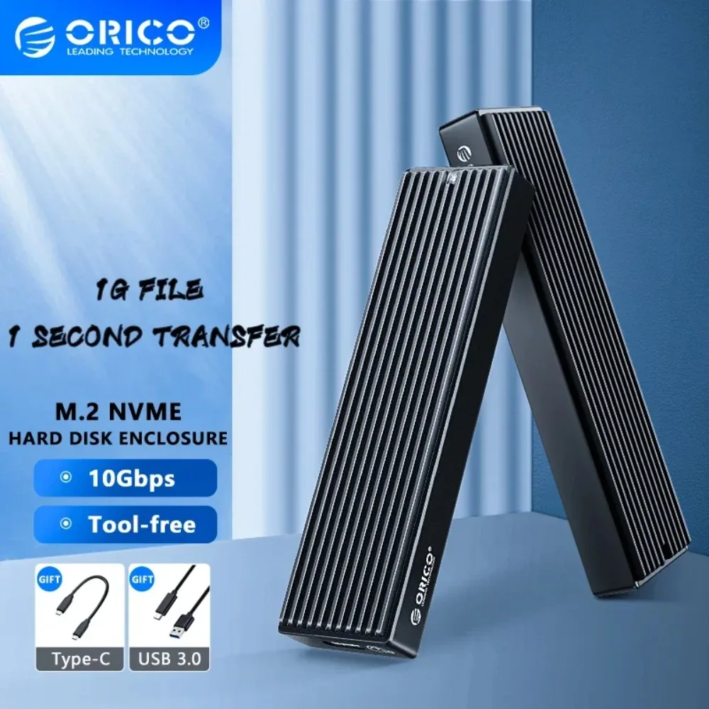 ORICO M.2 NVMe SSD Enclosure 10Gbps SSD Box for M.2 External Hard Drive Tool Free USB3.1 GEN2 Type-C M.2 SSD Case for Pc Case