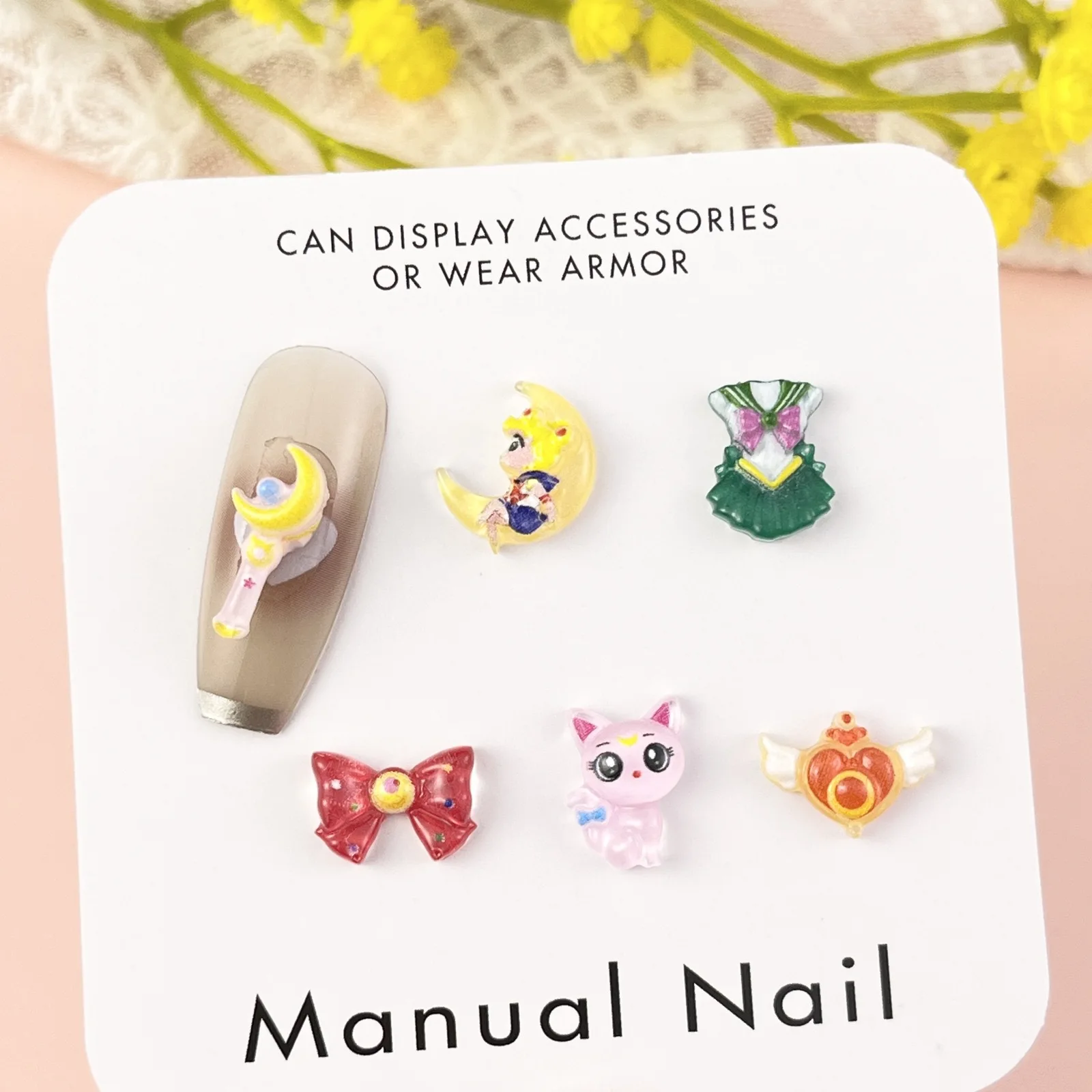 20Pcs Resin Mini Sailor Moon Nail charm Art Flatback acrylic Figurines DIY Miniatures Decor Craft view 2