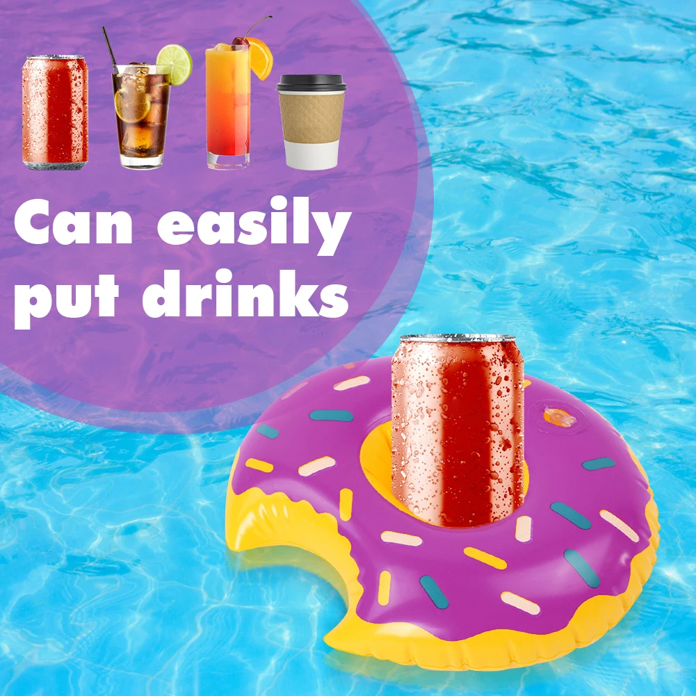 Donut Floating Coasters Multicolor Cartoon Donuts Cup Cushion Portable Inflatable Circle Coasters Swimming Pool Party Decor