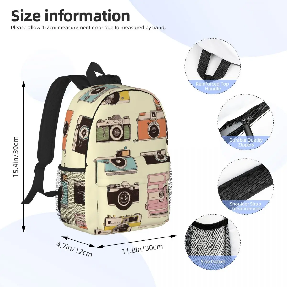 Vintage Camera Backpacks Teenager Bookbag Fashion Students School Bags Travel Rucksack Shoulder Bag Large Capacity