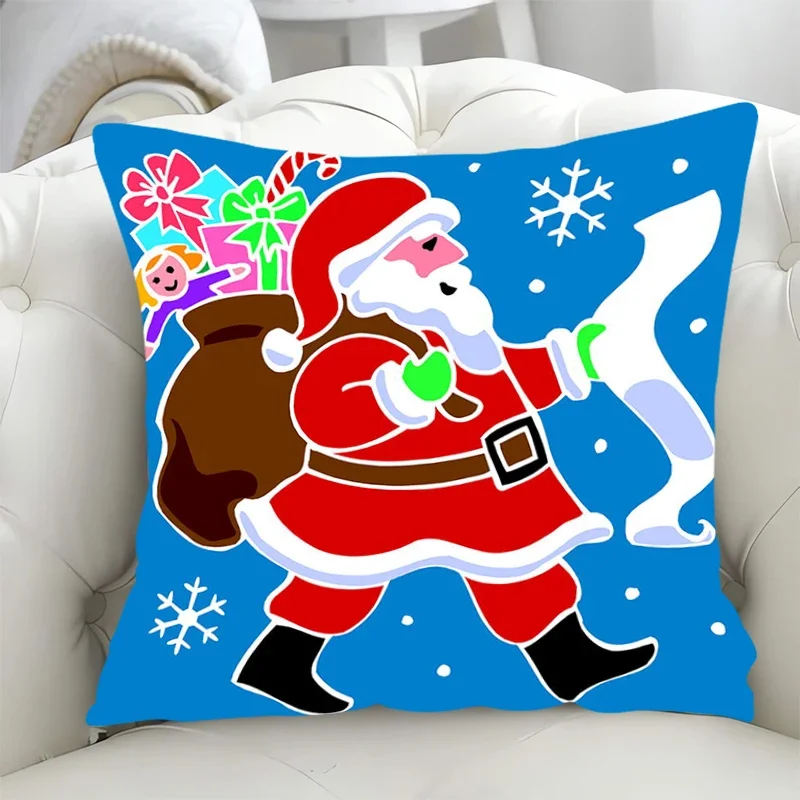 ปลอกหมอนลายการ์ตูนซานตาคลอส ปลอกหมอนอิงตกแต่งสำหรับโซฟา ขนาด 40x40, 45x45 ซม. ของตกแต่งฤดูใบไม้ร่วง