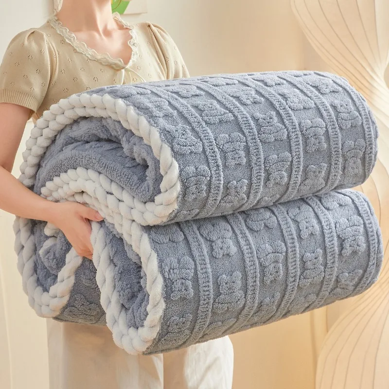 

Soft Fleece Blanket Autumn Winter Thick Warm Office Nap Throw Blankets for Sofa Bed Single Double Soft Plush Comforter