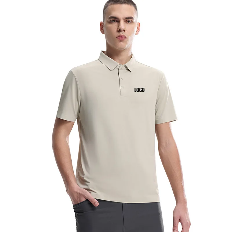 Custom LOGO Men's  Quick-Drying Garment Polo Shirt Commuting Hiking Sports Anti-Wrinkle Casual Pressing Seamless Short Sleeve