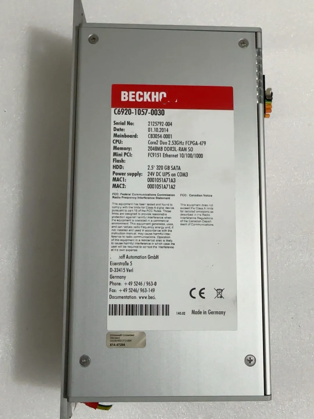 C6920-1057-0030 Промышленный контроллер для Бекшоффа