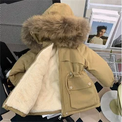 Cappotto per ragazze 2024 giacca in cotone peluche inverno moda ragazza bambino 2024 nuovo Parka in cotone per bambini tinta unita