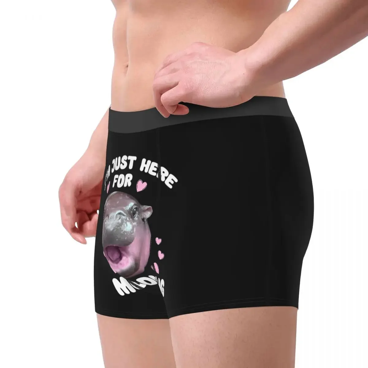 I'm Just Here For Moo Deng Man Underwear Cute  Hippo Boxer Shorts Panties Novelty Breathable Underpants for Male Plus Size