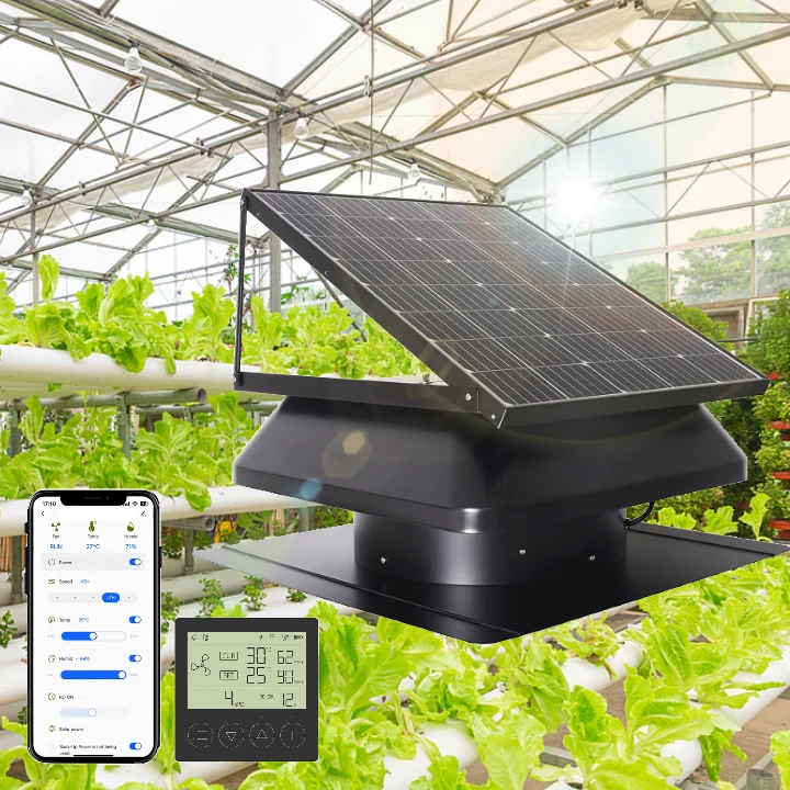 Ventiladores de flujo axial solar de 60W para techo de ático y industria, enfriador de energía, ventilación de escape personalizable OEM ODM, ventilación de techo de pájaro giratorio