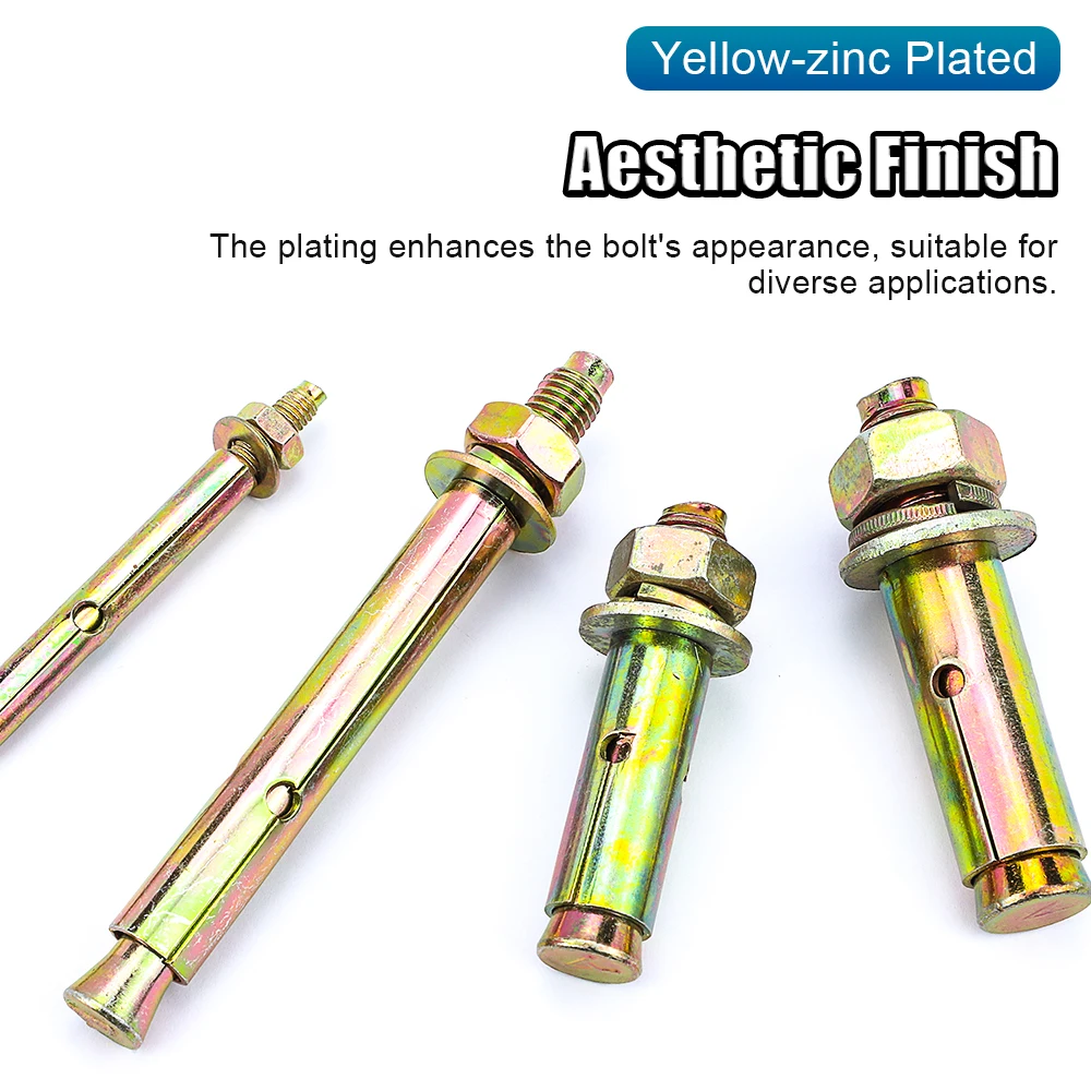 NINDEJIN Heavy Duty Expansion Bolt Anchor Yellow Zinc Plated Fix Bolts M6 M8 M10 M12 M14 M16 Sleeve Anchor for Concrete