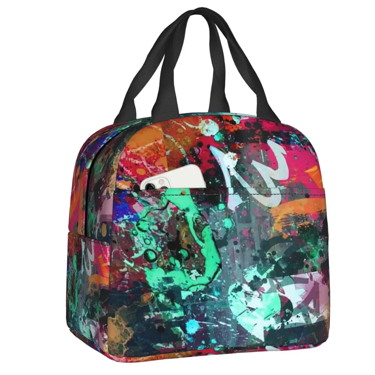 Graffiti Art Paint Splatter Insulated Lunch Bag for Women Portable Street Artist Cooler Thermal Lunch Box Beach Camping Travel