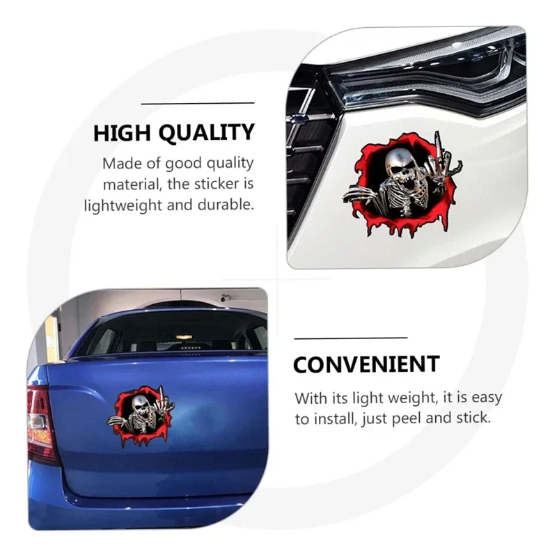 Car Stickers 3D Skull In The Bullet Hole Personality Creative Funny Colorful Sticker Decals Auto Exterior Decoration Accessories