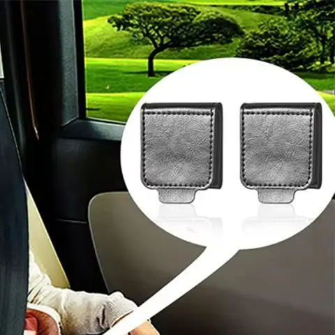 

Car Seat Belt Adjuster Black PU Leather Seat Belt Limiter Fixed Clip Anti-stretching Neck Belly Car Interior Accessories