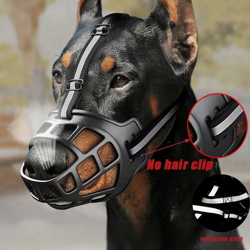 

Adjustable Dog Mouth Anti Bite Dog Mouth Cover with Reflective Strip Breathable Plastic for Drinking Water Weighing 5-140 Pounds