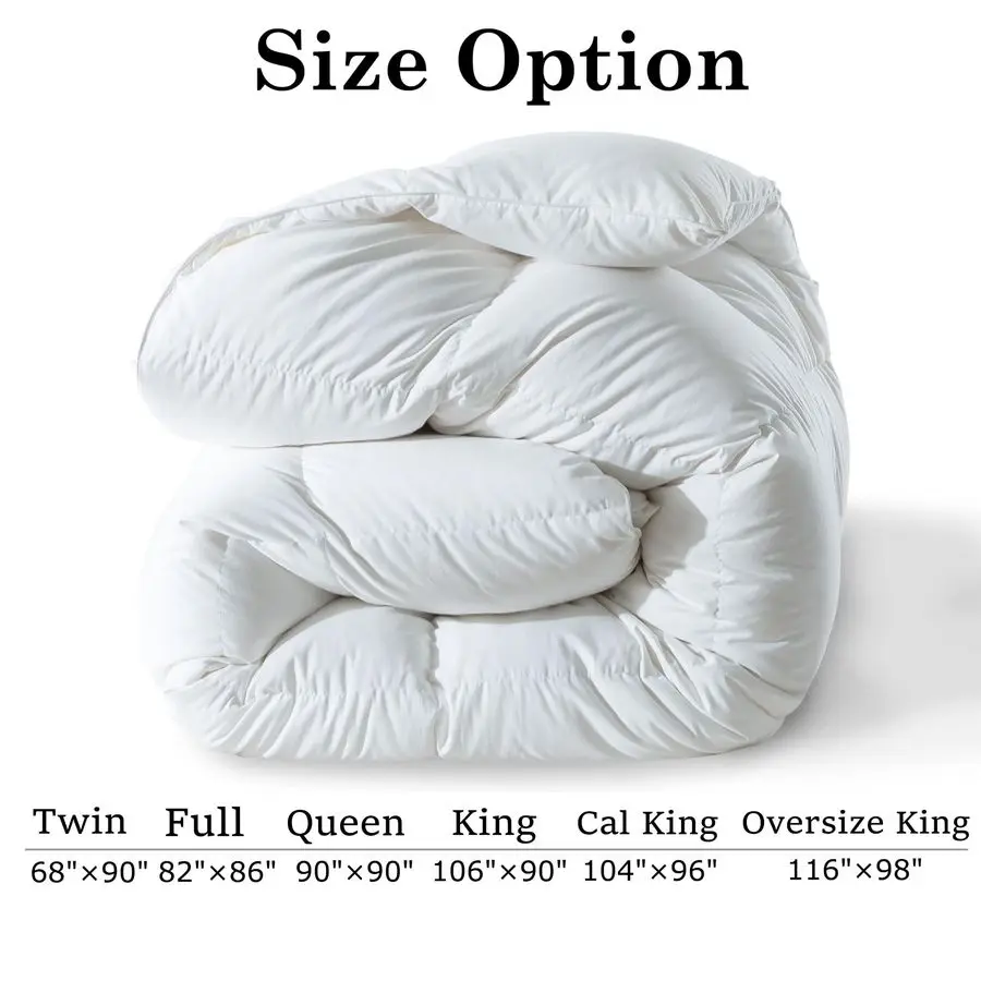 

Feather Comforter Queen Size, Filled with Feather and Downfiber, All Season White Luxury Hotel Fluffy Bed Comforter, Ultra Soft