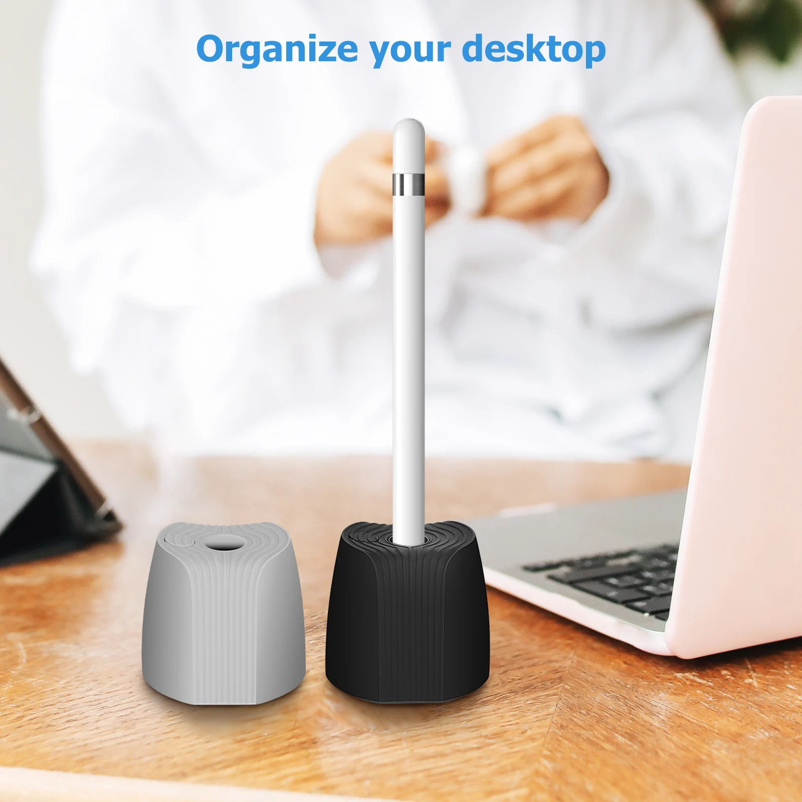 

2 pcs Silicone Electronic Pencil Holder Stand Stable Non-Slip Desktop Organizer Vertical Horizontal Placement Gift for Tablet