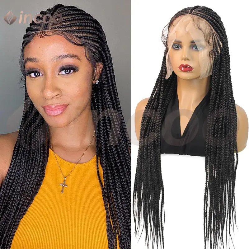 

Synthetic Full Lace Braided Wigs For Black Women Cornrow Knotless Box Braiding Wig Goddess Faux Locs Braids Lace Front Wigs