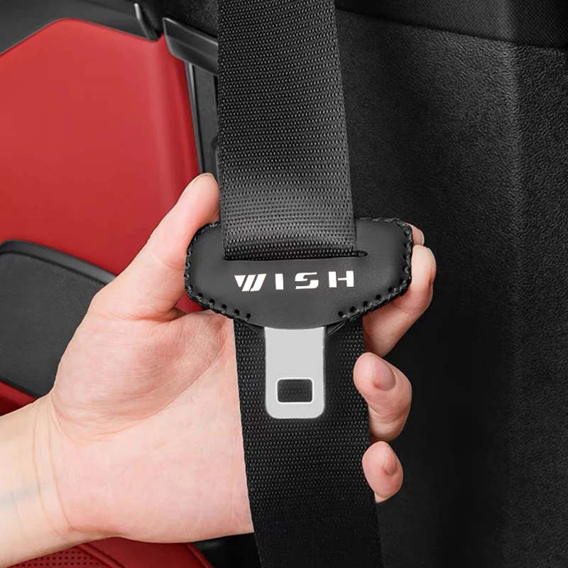 2PCS Car Seat Belt Buckle Clip Protector leather Interior Button Case Anti-Scratch Cover Safety For Toyota wish