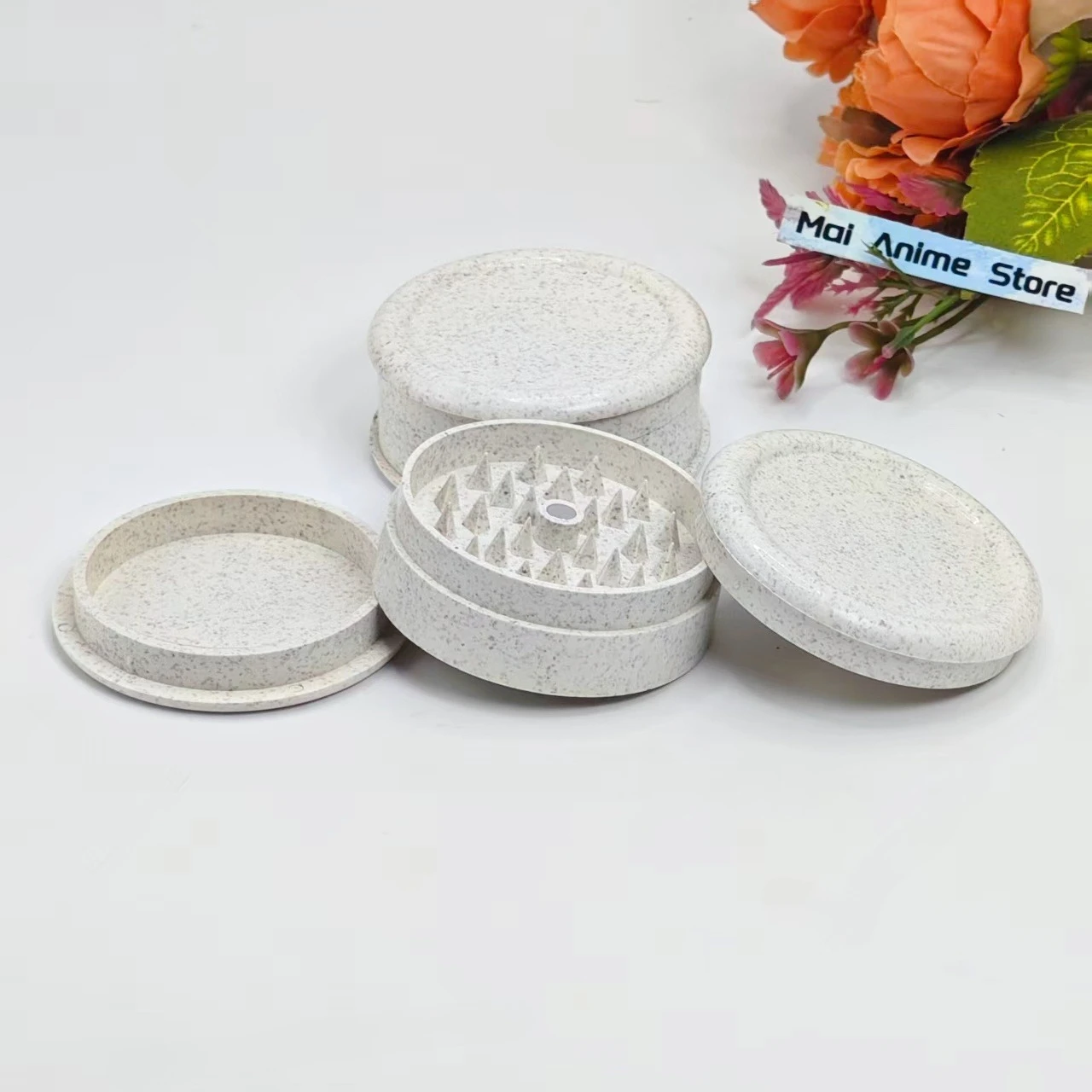 2.36inch White Herb Grinder Metal 4-layer Spice Mill Manual Pepper Salt Mortar Pestle Tobacco Grass Grinder Smoke Cigarette Tool