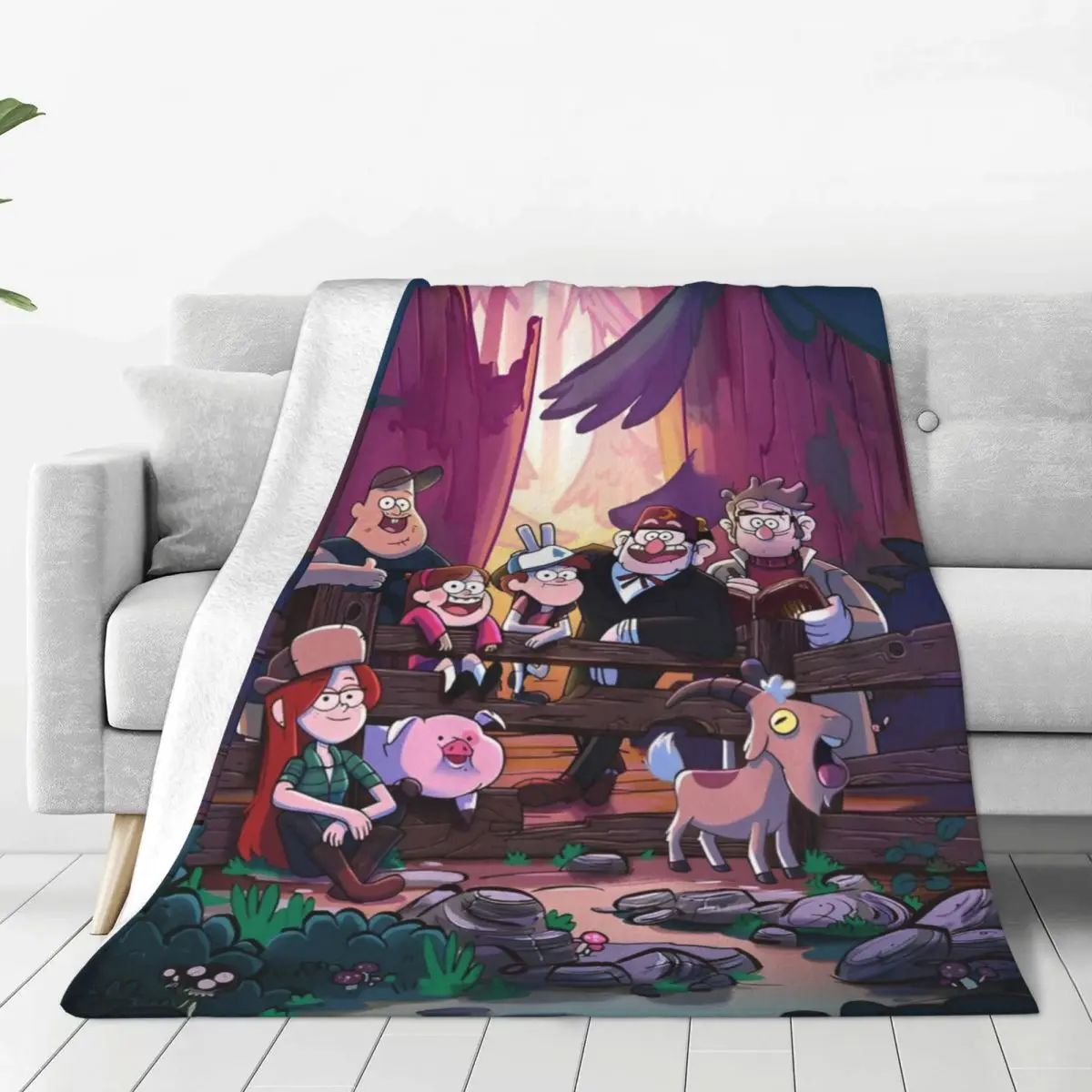 Gravity Falls Characters Blankets Coral Fleece Plush Cartoon Anime Lightweight Thin Throw Blankets for Home Couch Bed Rug