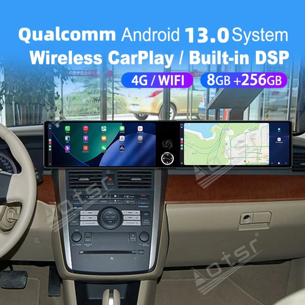 

12,3-дюймовый двойной экран Qualcomm Carplay Android автомобильный мультимедийный автомобильный для Nissan Teana 2004 ~ 2007 GPS Navi автомобильный радиоприемник