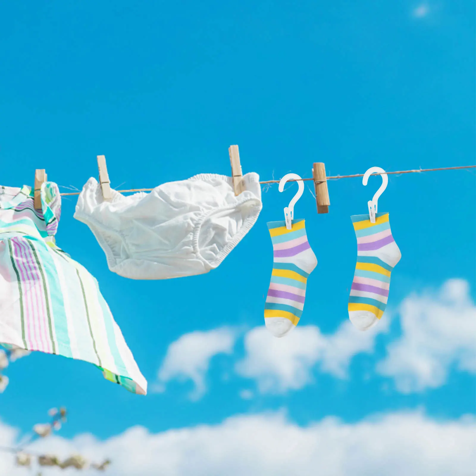

12 Pcs Hook Clothespin Hanging Clips on Hooks Plastic Clothing Thicken Laundry Hand Towel with White
