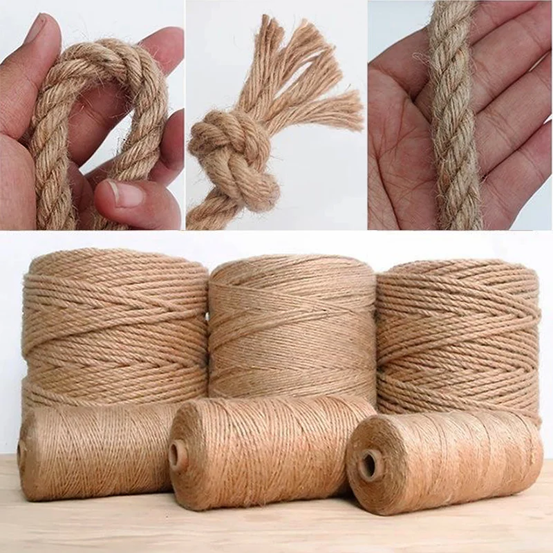 1-10mm Natural Rope Jute Ribbon Sewing DIY Wedding Cord Craft Natural Thread Twine Bulk Handmade Party Christmas Home Decoration