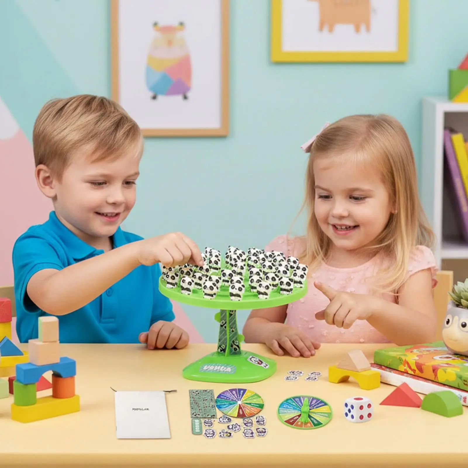 Gra w balansowanie pandy, zabawka edukacyjna, gra w układanie pand na balans, idealna na deszczowe dni, przyjęcia urodzinowe, wyprawy kempingowe, dla chłopców i dziewczynek.