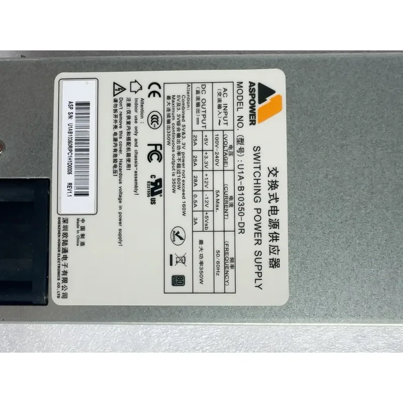 for Eurocom U1A-B10350-DR 350W Redundant Power Module