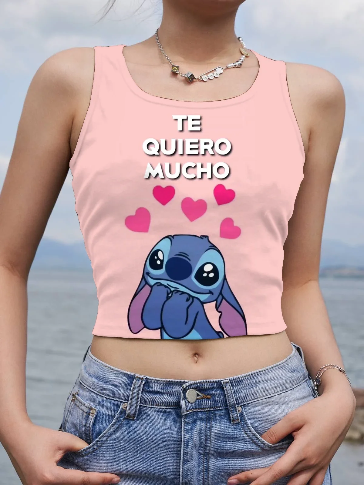 Stitch Cool Women's T-shirt Sleeveless Crop Top Fashion Clothing Free Shipping Clearance Disney Tank Beach Summer Sexy Corset