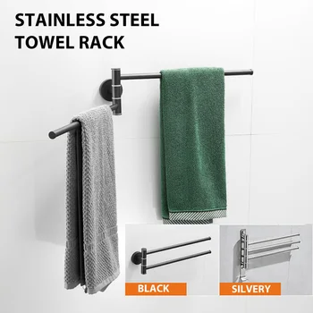 304 paslanmaz çelik Döner havlu çubuğu yumruk yok havlu askısı çift çubuk çok çubuk banyo havlu askısı asılı çubuk