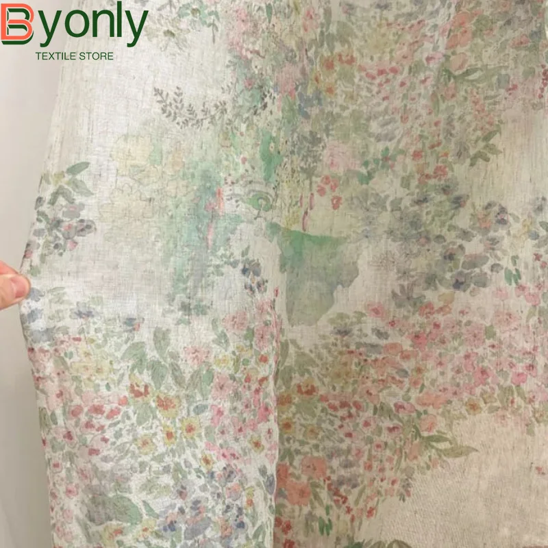 American Style Countryside Cotton and Linen Curtains Oil Paintings Colorful Jacquard Window Screens Living Rooms Bedrooms