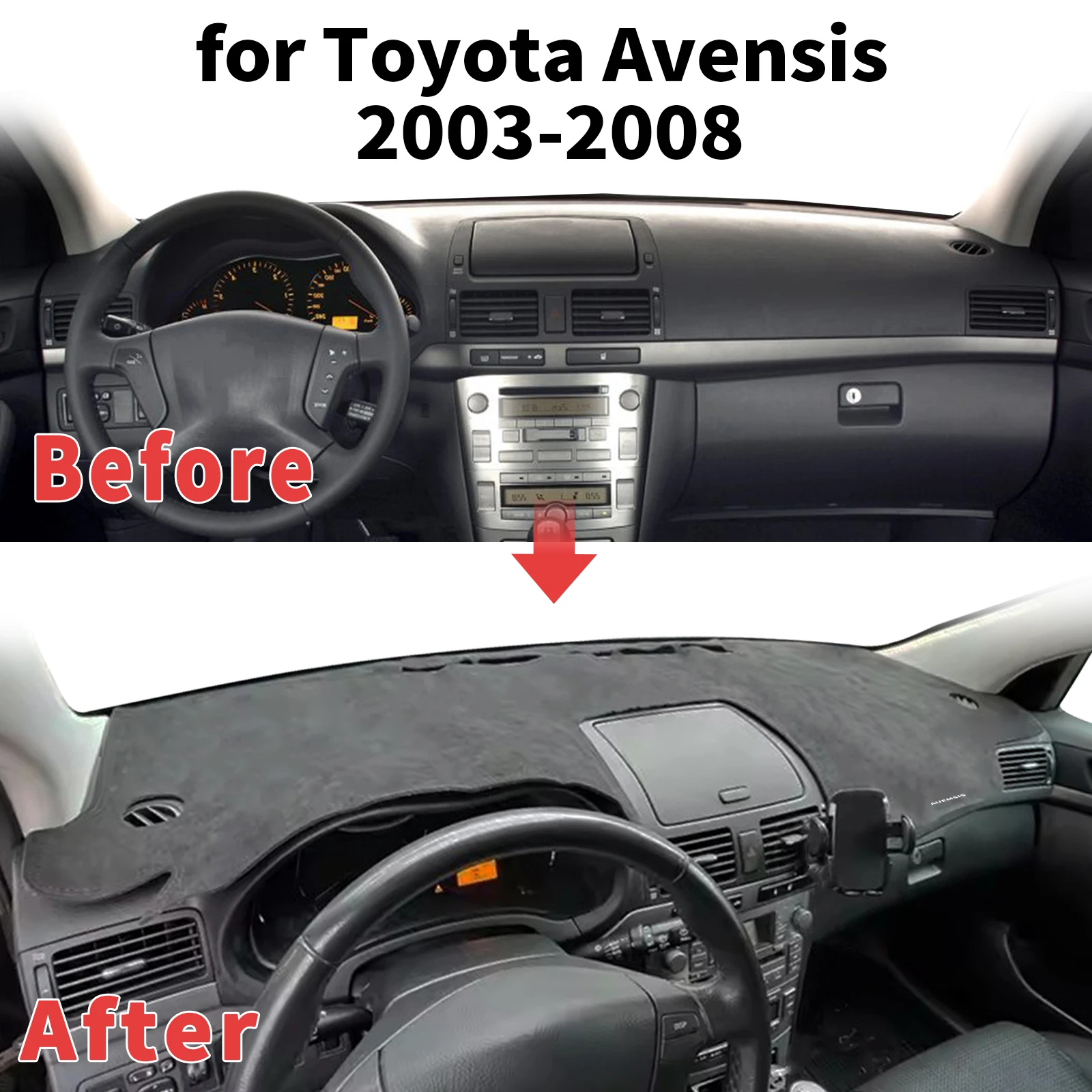 for Toyota Avensis 2003 2004 2005-2008 T25 ​​Dashboard Cover Sun Shade Protector Dashmat Anti-Glare Mat Automotive Dash Mat