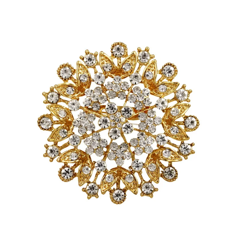 WEIMANJINGDIAN Brand Crystal Rhinestones Round Flower Brooches for Wedding Bouquets