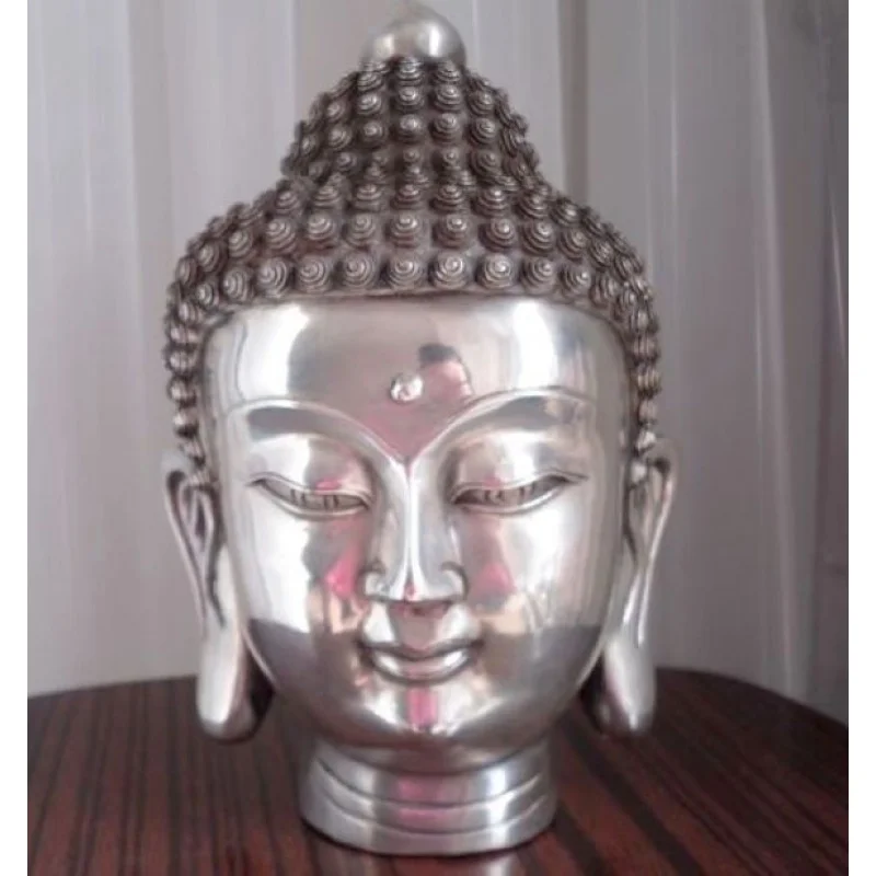 

Tibetan Buddhism Buddhis shakyamuni tibet silver buddha head statues 12cm