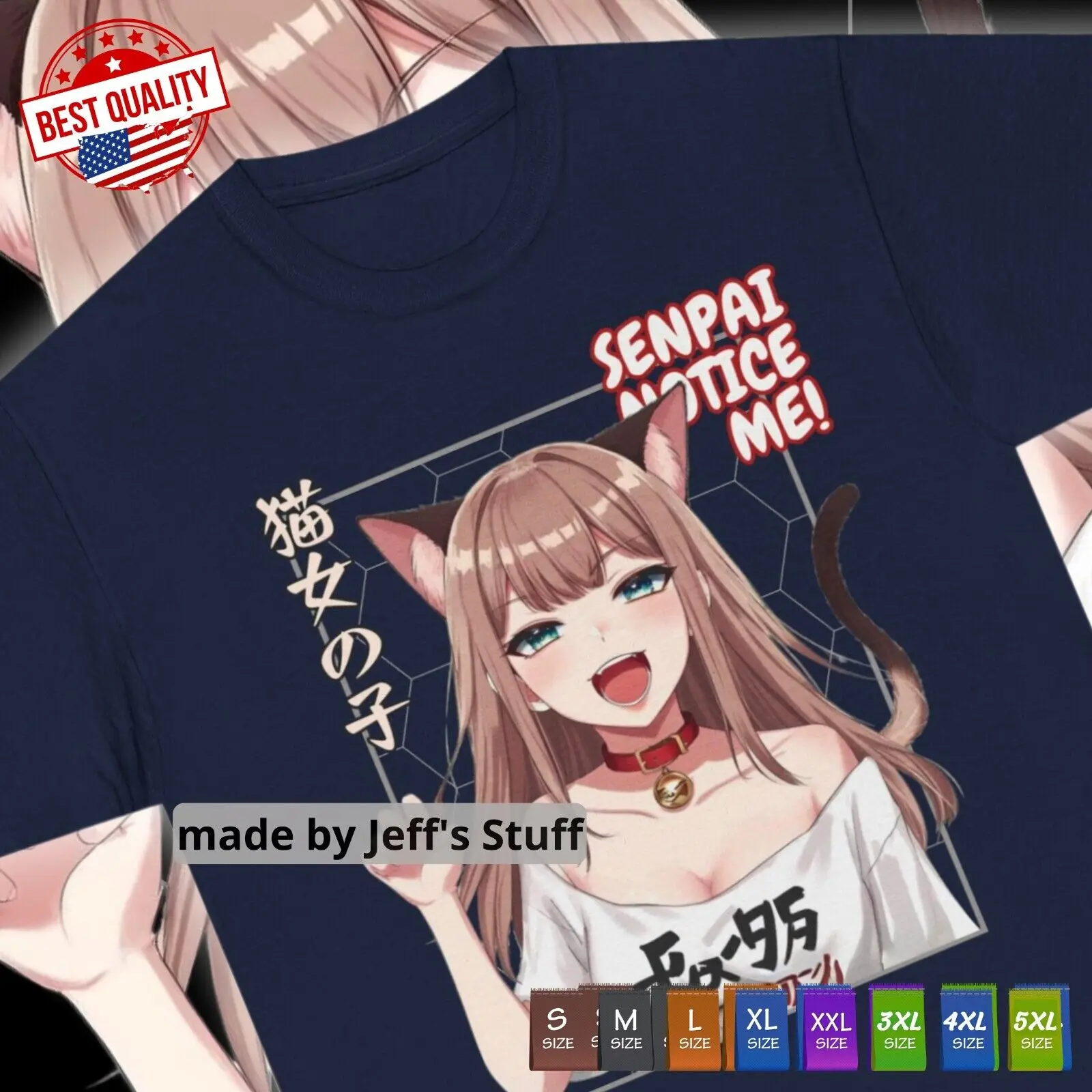 

Senpai Notice Me Waifu T Shirt Kawaii Girl Tee Manga Anime Japan Hentai Ecchi