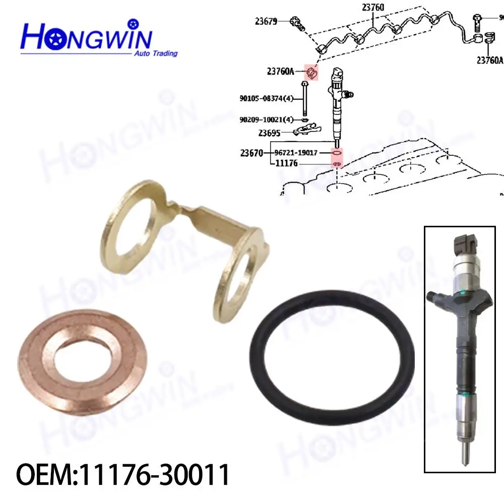 

23256-30010 11176-30011 Fuel Injector Seal Repair kit For Toyota Land Cruiser Prado 120 90 Toyota Hilux III Land Cruiser 150