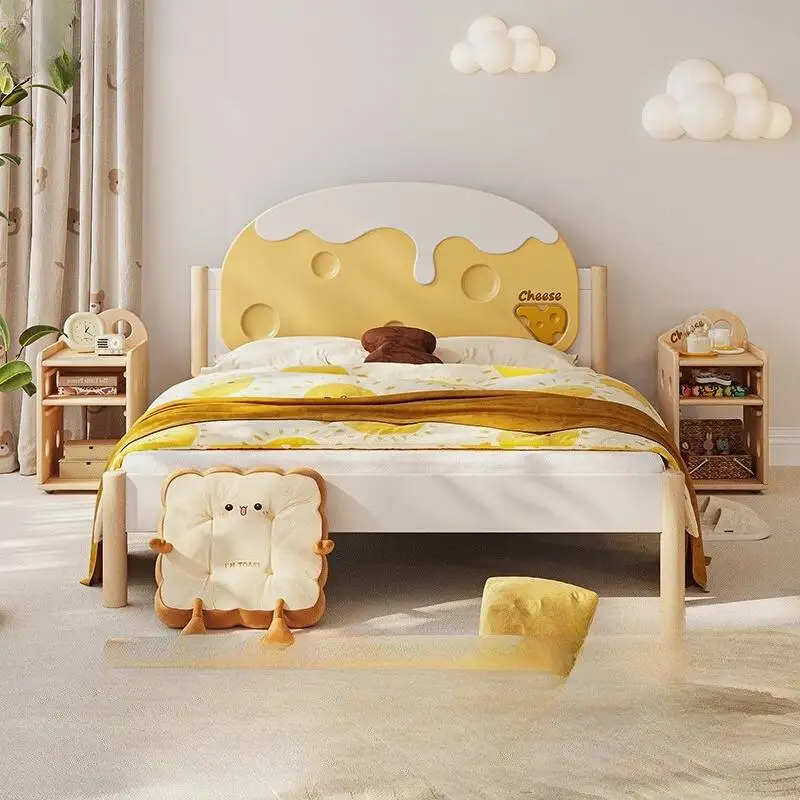 

Yellow Safety Wooden Kids Beds Nordic Storage Single Design Children Beds Girls Boys Modern Camas Infantiles Furniture Home