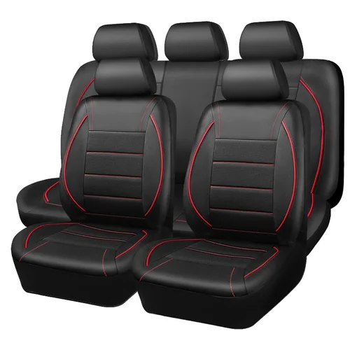 Imagen 1 del producto Fundas de lujo para asientos de coche, 5 uds., y 5 uds., fundas para reposacabezas, fundas universales para cojines de asiento de coche para todas las estaciones, protectores de cojines para vehículos