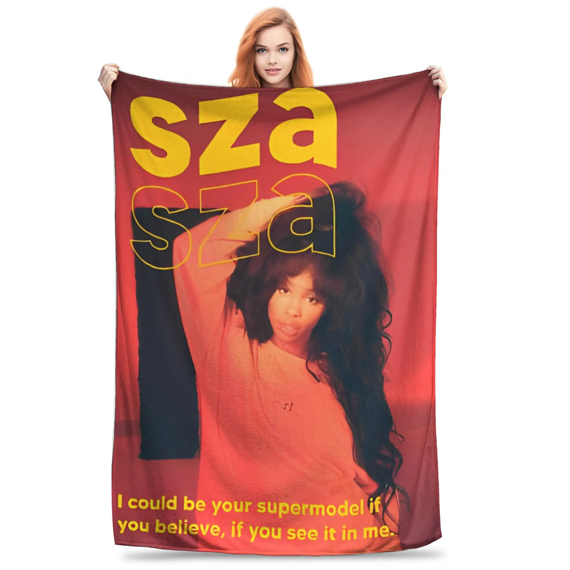 

Sza Collage Flannel Blanket Vintage Punk Music Rap Hip Hop Customized Throw Blankets for Bed Sofa Couch 125*100cm Rug Piece