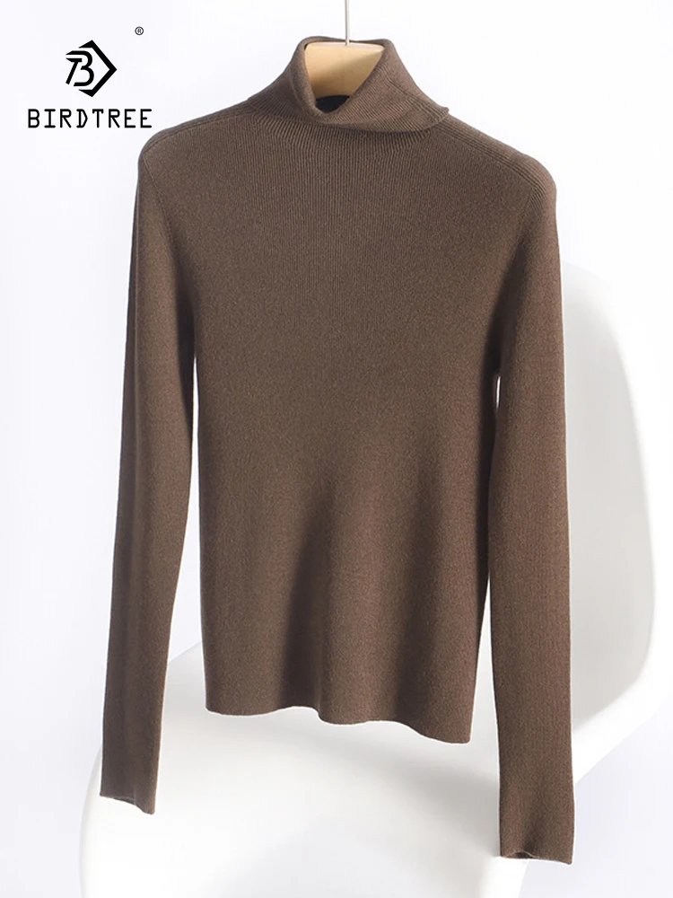 

Birdtree Wool Wool High Collar Slim Fit Underlay SweaterWomen's Autumn Winter Long Sleeve Versatile Knitwear Pullover T3N542QC