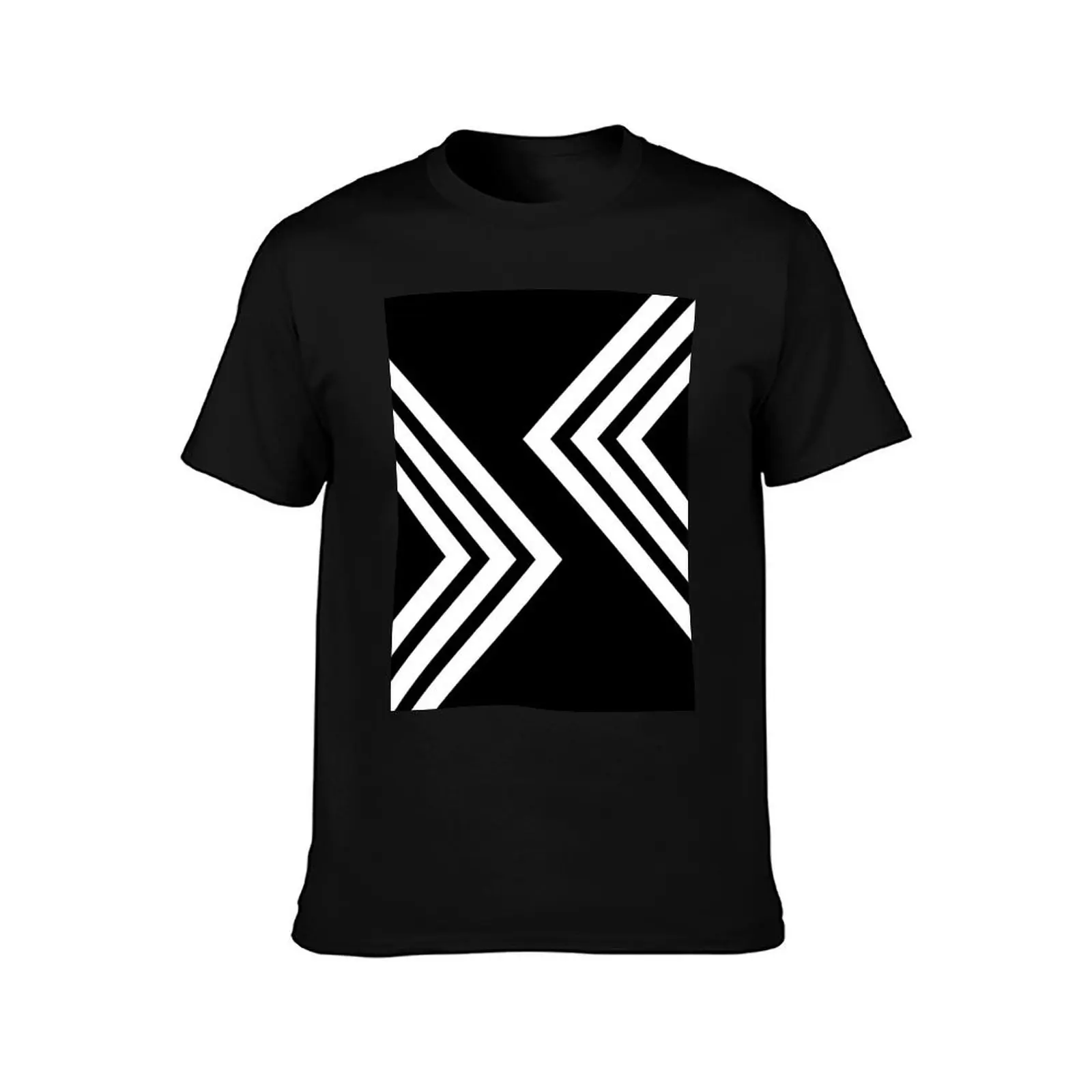 Black and White Chevron T-Shirt Basic Casual Short Sleeve Cotton Shirt T-Shirt