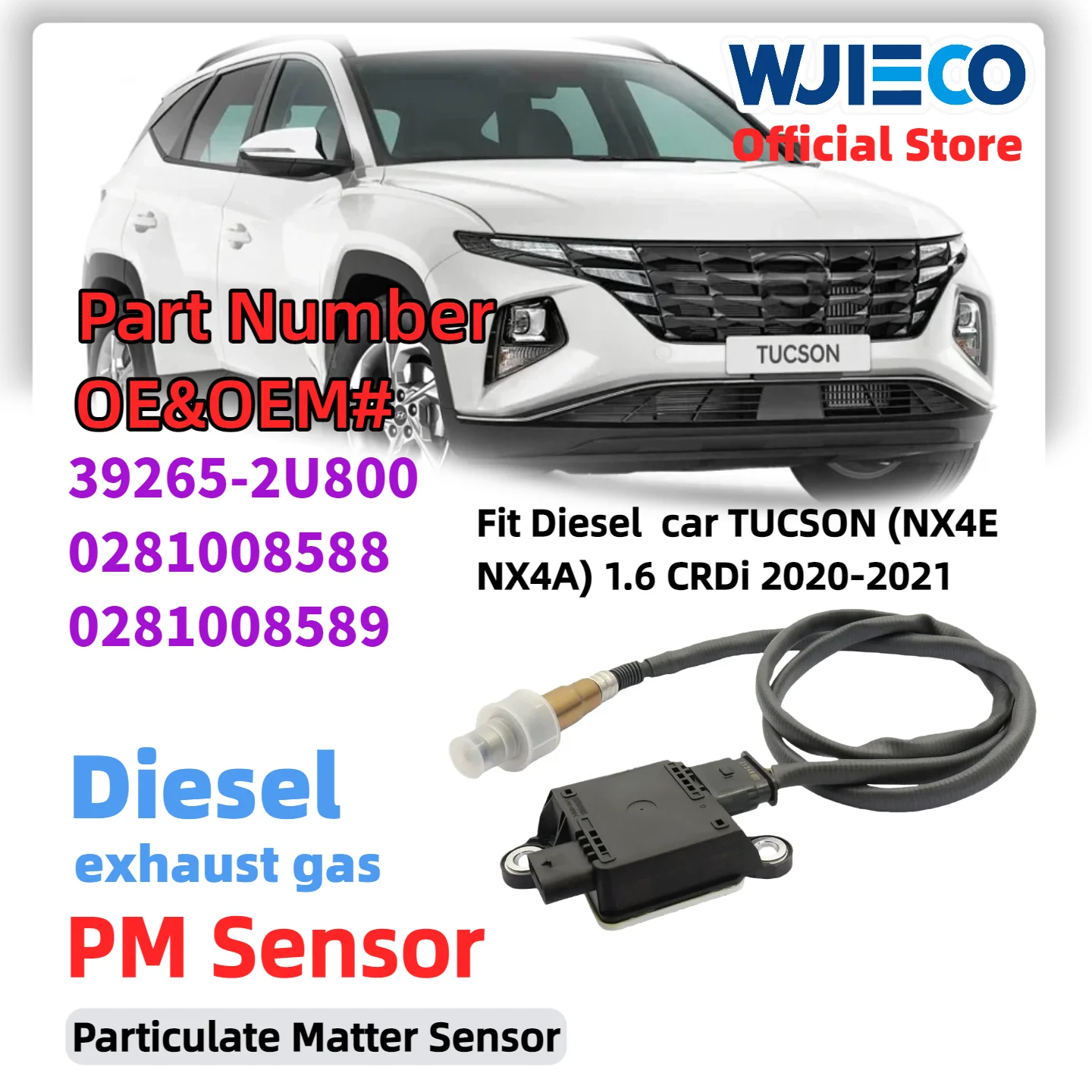 

Датчик твердых частиц PM WJIECO 392652U800 39265-2U800 (новый) 0281008588 0281008589 для Hyundai Tucson NX4 1.6 CRDi 2021-2024 гг.