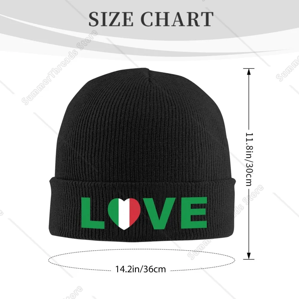 Love Italy Heart Italy Flag Unisex Knitted Hat Outdoor Warm Men Solid Color Crimping Skullies Beanie Cap Hip Hop  Winter Ski Cap