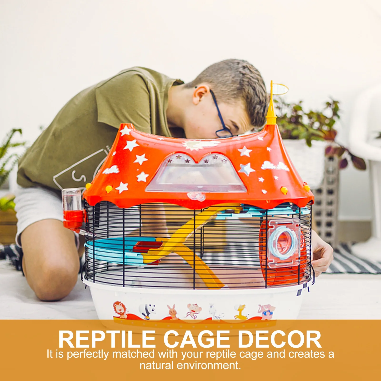 Mini Wood Fence Reptile Cage Landscape Pet Cage Decoration Miniature Fence for Lizards Geckos Bearded Dragon Habitat Decor