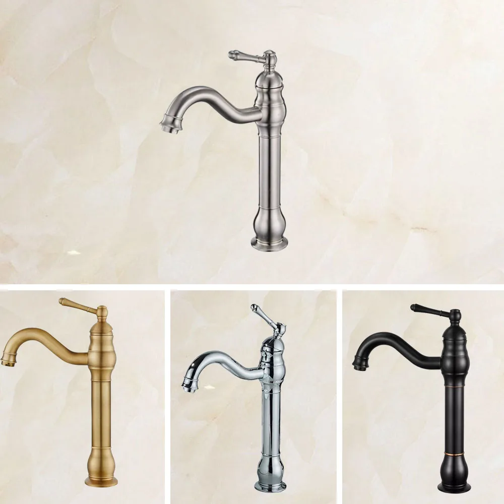 

Deck Mounted Brass Single Handle Kitchen Bathroom Basin Sink Swivel Spout Faucet One Hole Hot Cold Mixer Water Tap azh040