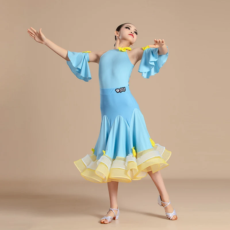 تنورة الرقص القياسية الوطنية للابنة، بدلة ضوابط فستان ممارسة المنافسة الاحترافية للفالس للأطفال