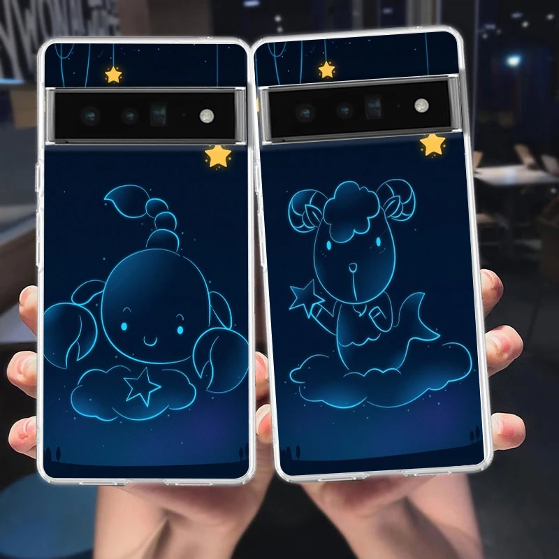 Cartoon Constellation Phone Case Cover for Google Pixel 9 8 7 6 5 4 4XL Silicone 7A 6A 5A 4A 3A Pro XL 5G Transparent Shell Bags