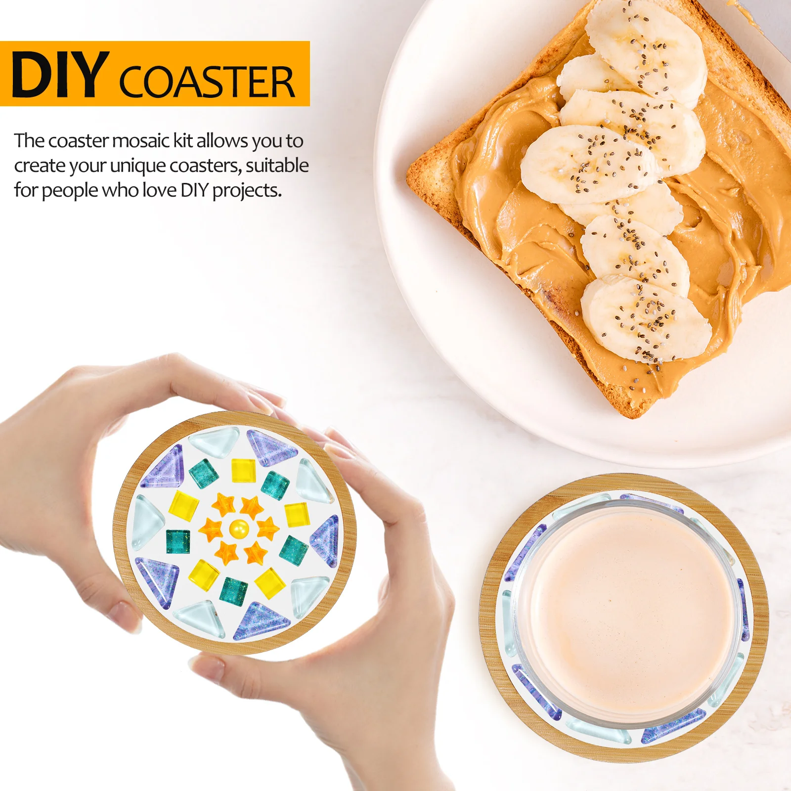 

1 Piece DIY Mosaic Coaster Kit 9 5cm Wooden Base Non Slip Drink Coaster Accessories for Adults Craft Projects Home Decor