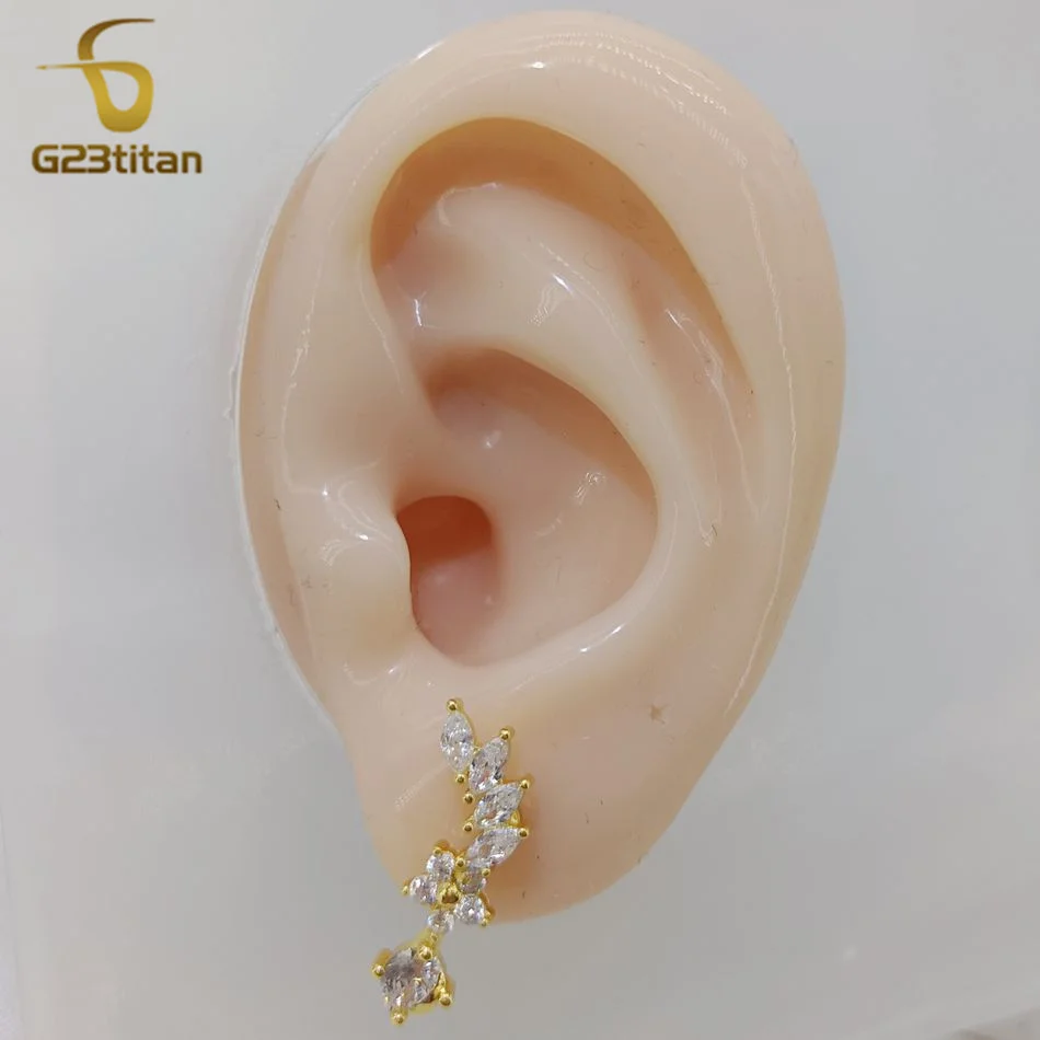 16G Titanium Pole Ear Stud For Women Men Fashion Shiny Classic Zircon 3 Color Anti Allergic Piercing Stud Earrings Jewelry Gifts image 2