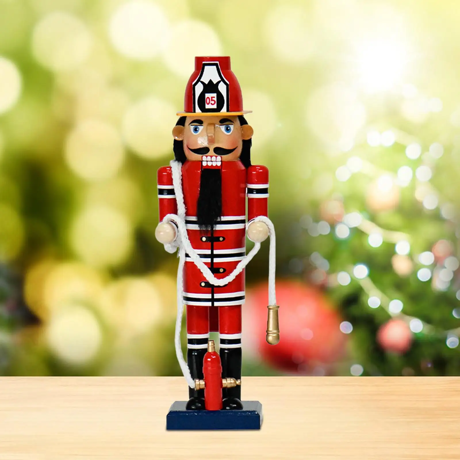 Firefighter Nutcracker Statue Gift Lifelike Christmas Figurine for Table